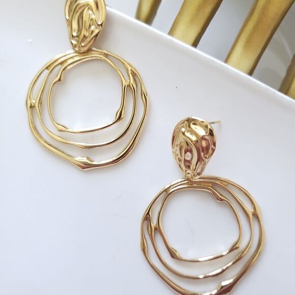 New! Zara Stainless Steel Hollow Earrings - Picture 9 of 11